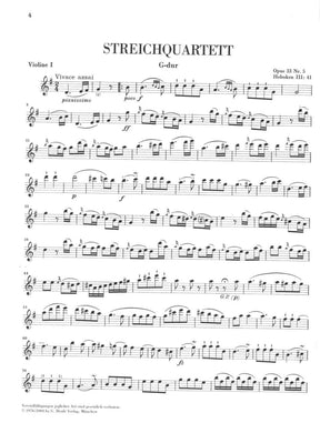 Haydn, Franz Joseph - String Quartets, Volume 5: Op 33 - edited by Georg Feder and Sonja Gerlach - G Henle Verlag URTEXT