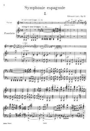 Lalo, Edouard - Symphonie Espagnole, Op 21 - Violin and Piano - edited by Yehudi Menuhin - Edition Peters