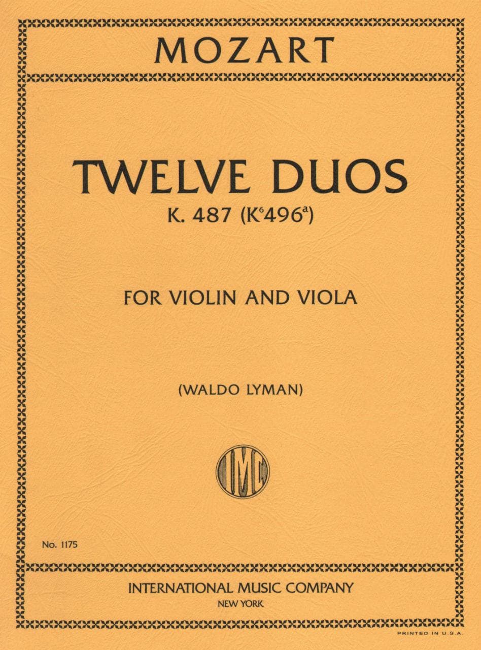 Mozart, WA - 12 Duets, K 487 - Violin and Viola - edited by Waldo Lyman - International Music Co