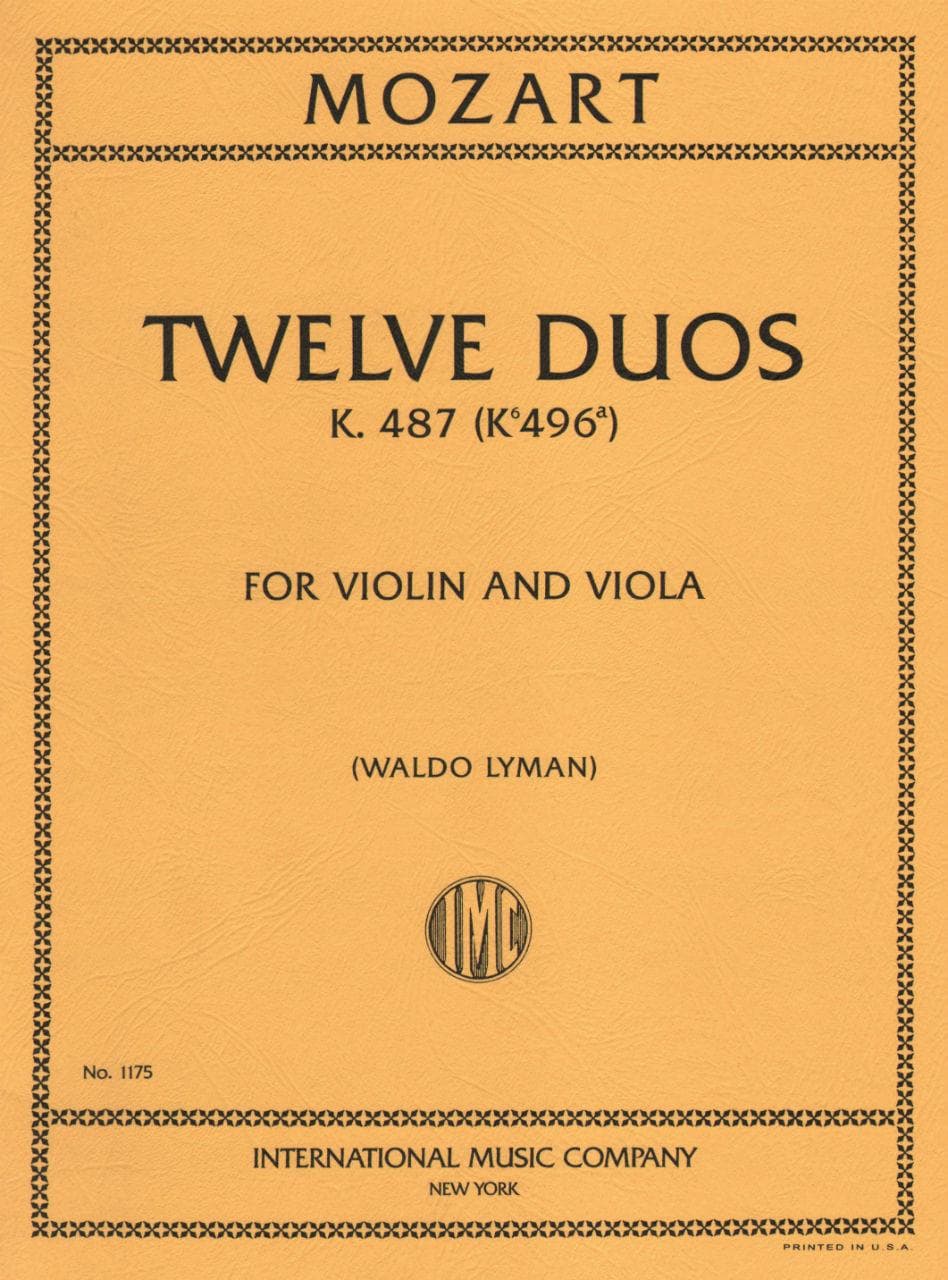 Mozart, WA - 12 Duets, K 487 - Violin and Viola - edited by Waldo Lyman - International Music Co