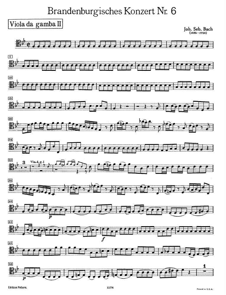 Bach's Viola Sheet Music: Brandenburg 6