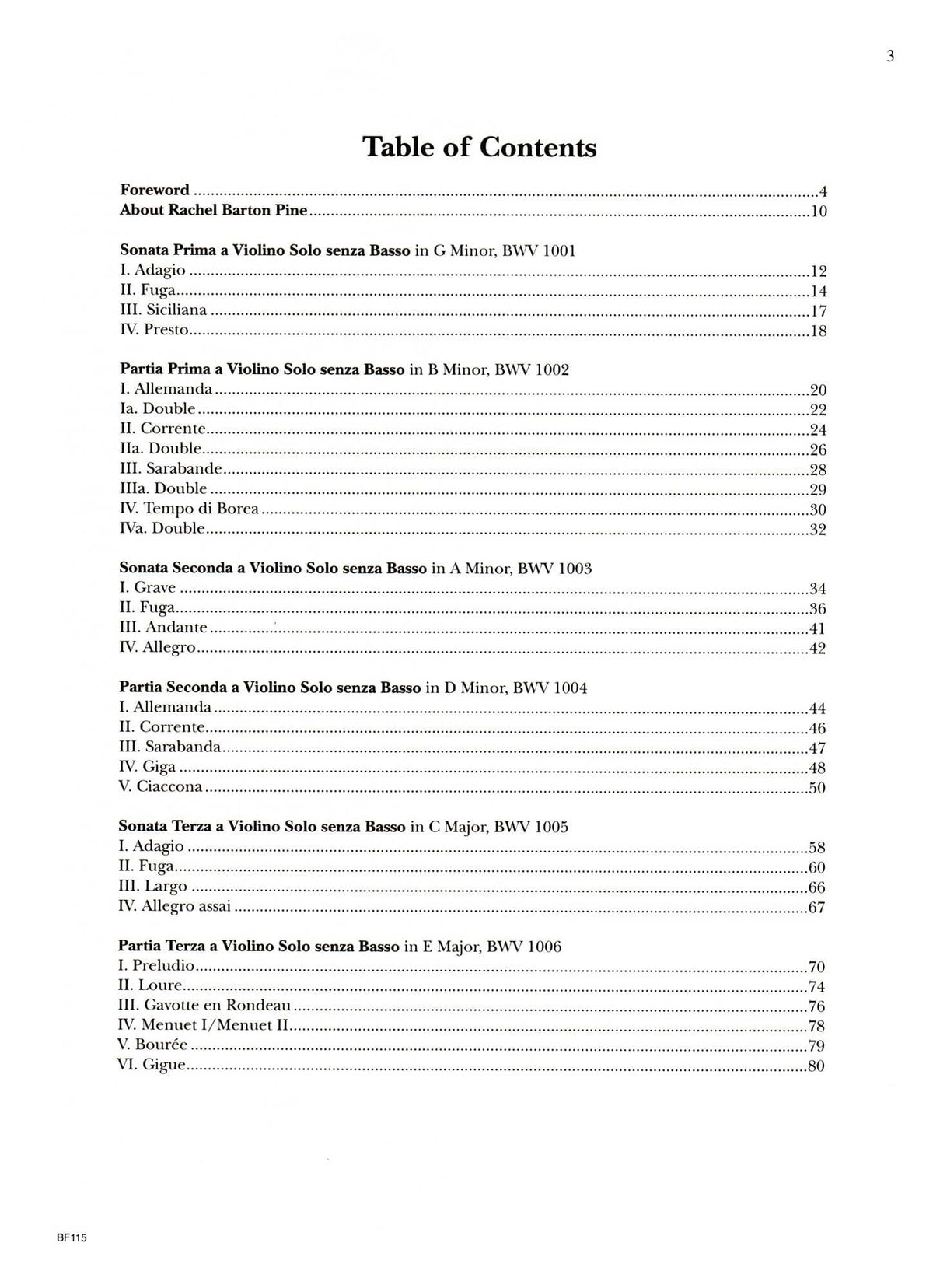 Bach, J.S. - Six Sonatas and Partitas for Violin Alone - Edited by Rachel Barton Pine - Carl Fischer