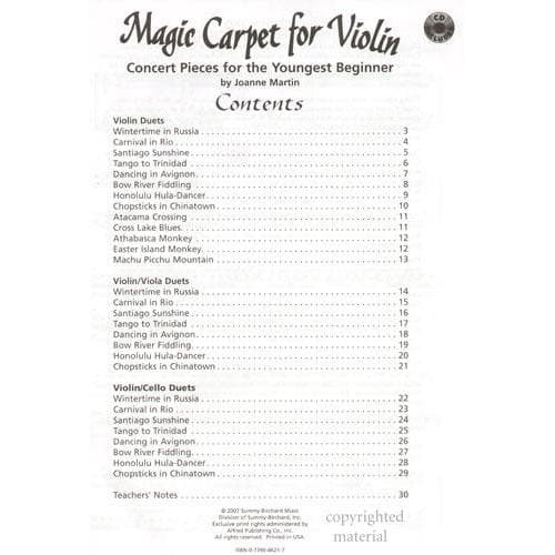 Martin, Joanne - Magic Carpet for Violin - Book/CD set - Alfred Music Publishing