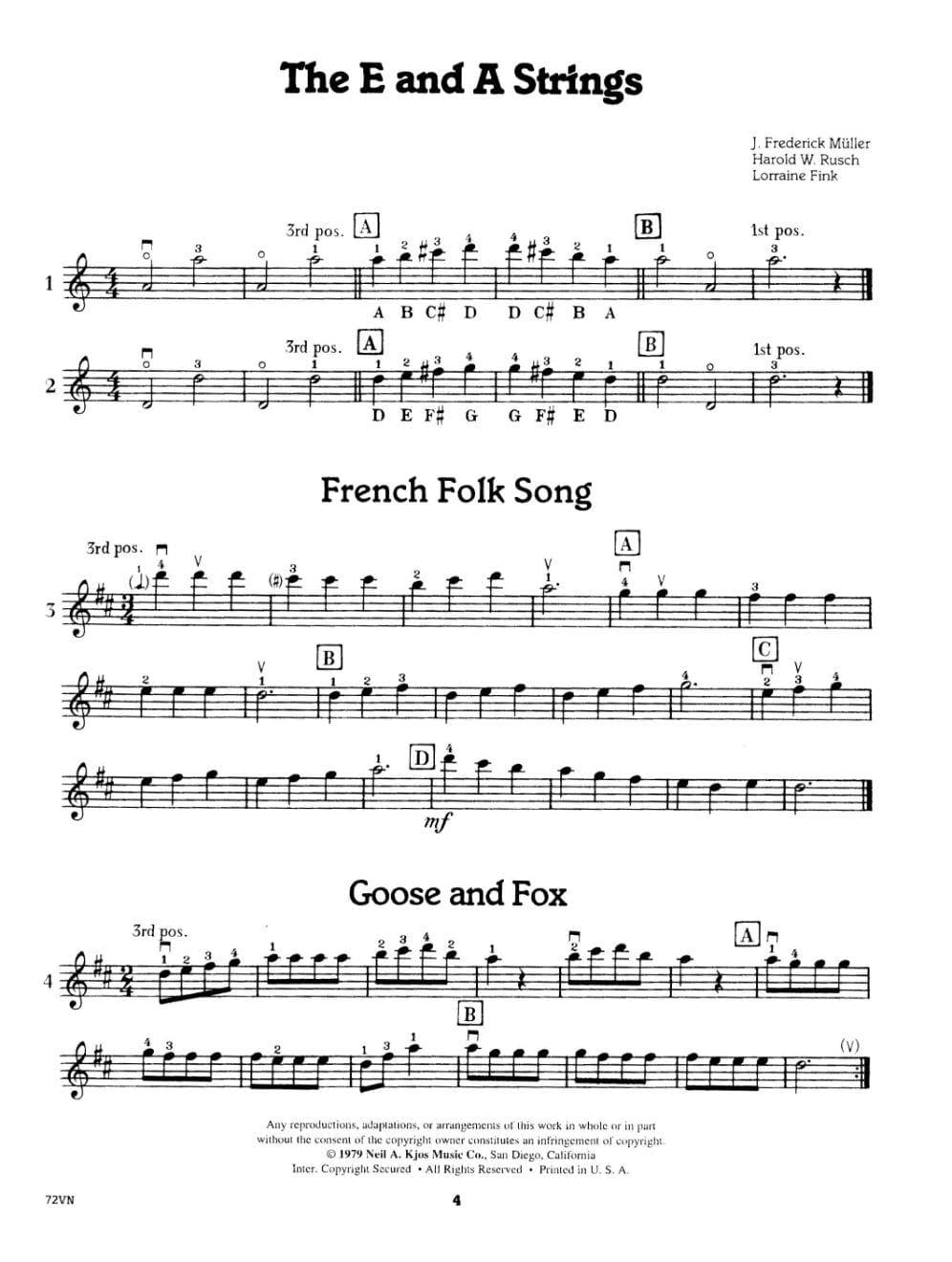 Fink/Müller/Rusch - Quick Steps To Note Reading, Book 4 - Violin - Neil A Kjos Music Co