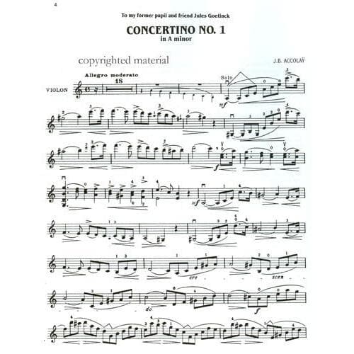 Accolay, JB - Three Concertinos in a minor, d minor, and e minor for Violin and Piano - Kadmus Edition