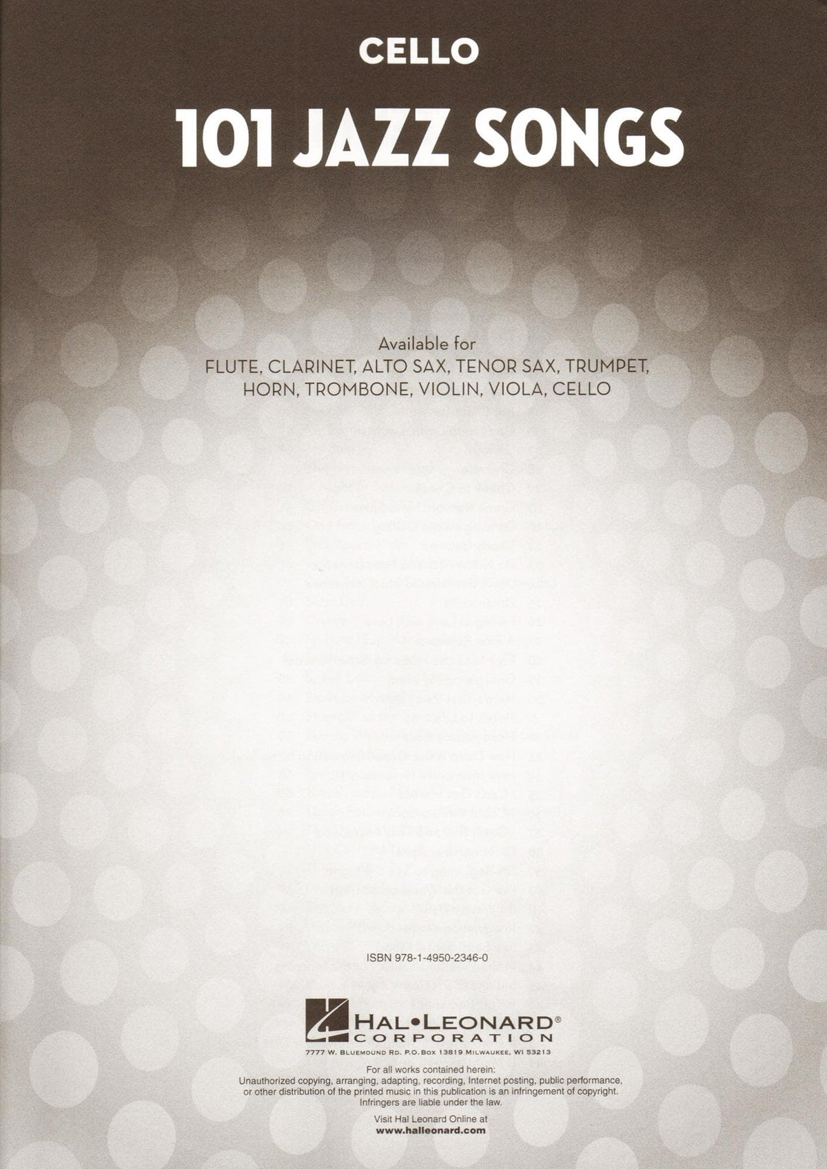 101 Jazz Songs for Cello