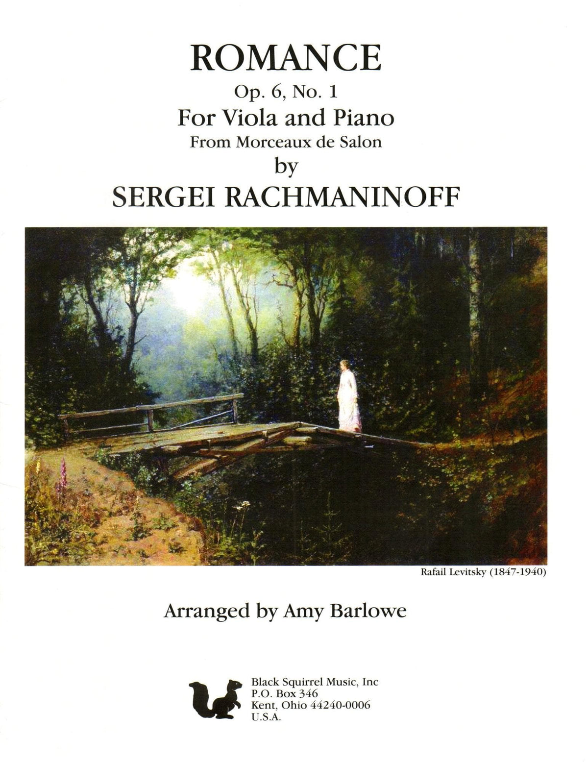 Rachmaninoff, Sergey - Romance from Morceaux de Salon, Op. 6, No. 1 - for Viola and Piano - Black Squirrel Publications