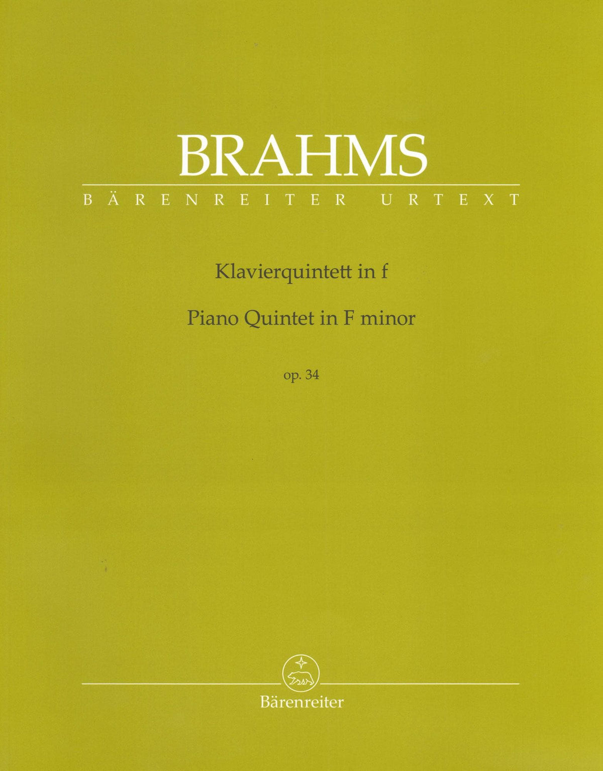 Brahms, Johannes - Piano Quintet in F minor, Op. 34 - Barenreiter Urtext
