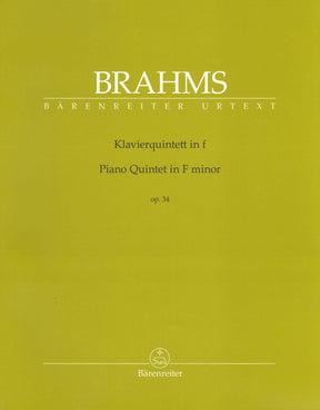 Brahms, Johannes - Piano Quintet in F minor, Op. 34 - Barenreiter Urtext
