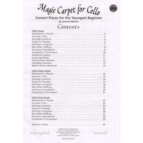 Martin, Joanne - Magic Carpet for Cello - Book/CD set - Alfred Music Publishing