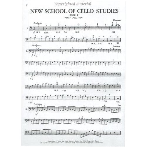 Krane, Charles - New School of Cello Studies, Book 1 - Cello solo - Spratt Music Publishers