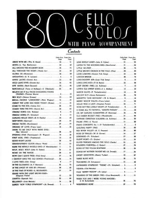 Eighty Cello Solos wth Piano Accompaniment - Cello and Piano - edited by Leoni - Belwin-Mills (Alfred Music Publishing)