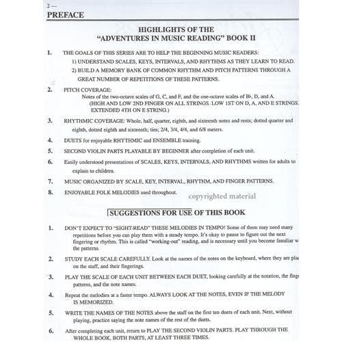 Adventures in Reading Music Book 2 for Violin by William Starr. Published by Alfred Music Publishing..