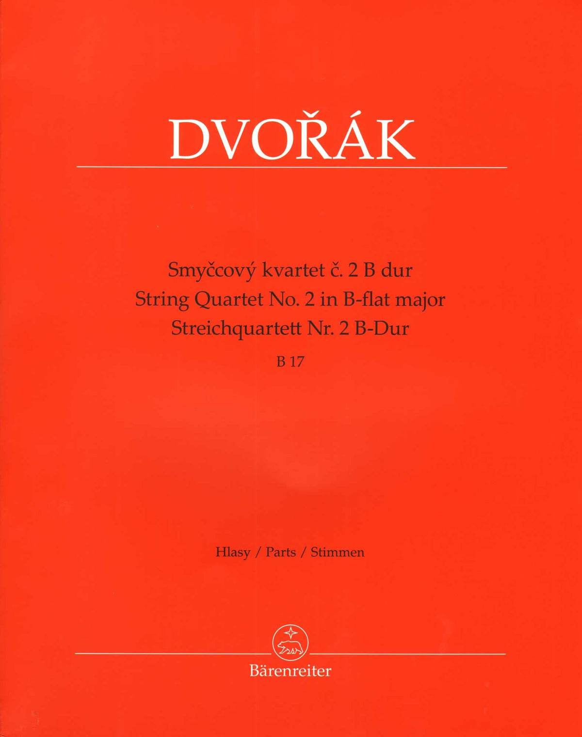 Dvorak, Antonin - String Quartet No. 2 in B-flat Major - Parts Only - edited by Pokorny and Solc - Barenreiter URTEXT