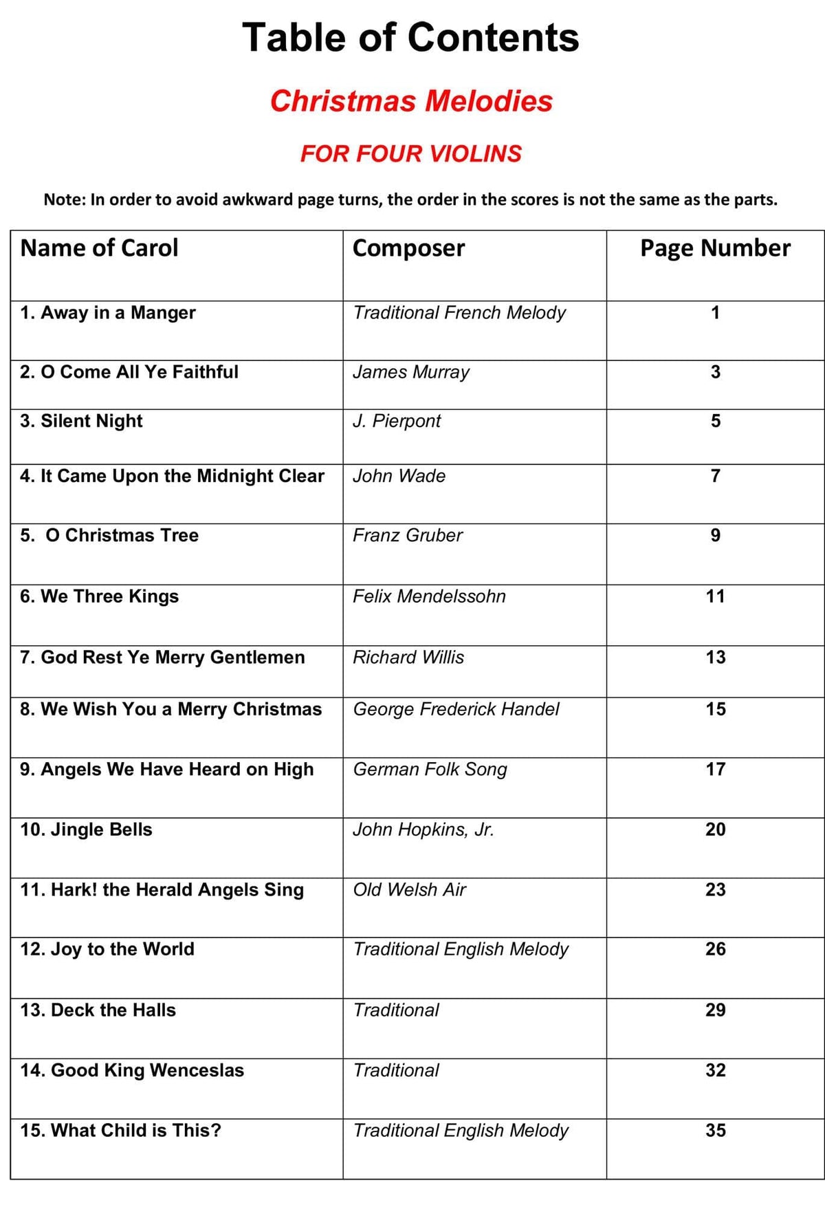 Yasuda - Christmas Melodies For 4 Violins, Volumes I & II: Contemporary & Classical Arr. - Dig. DL