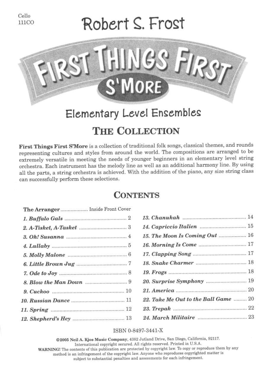 Frost, Robert S - First Things First: S'more (Book 2) - Cello - Neil A Kjos Music Co