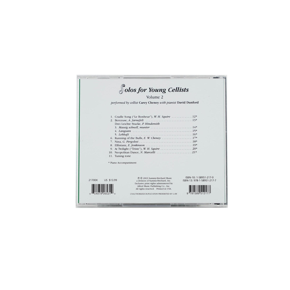 Solos for Young Cellists: Volume 2 CD by Carey Cheney