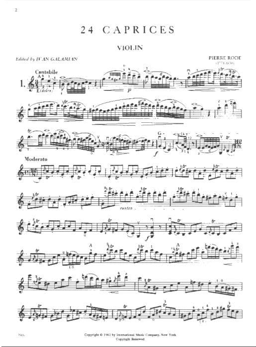 Rode, Pierre - 24 Caprices for Violin - edited by Ivan Galamian - International Music Company