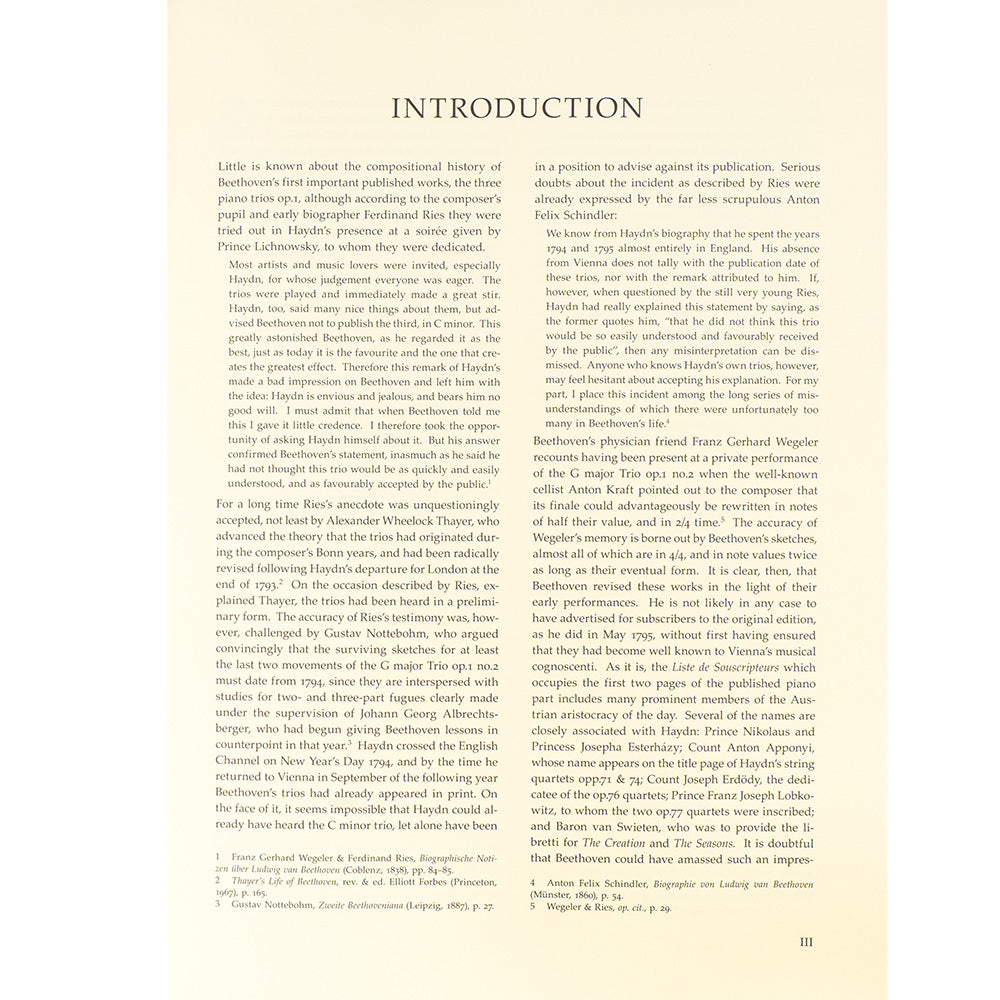 Beethoven, Ludwig van - Trios for Pianoforte, Violin and Violoncello op. 1