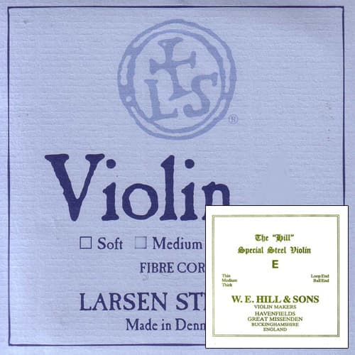 Larsen Custom Violin String Set with Ball-End Hill E - 4/4 size - Medium Gauge