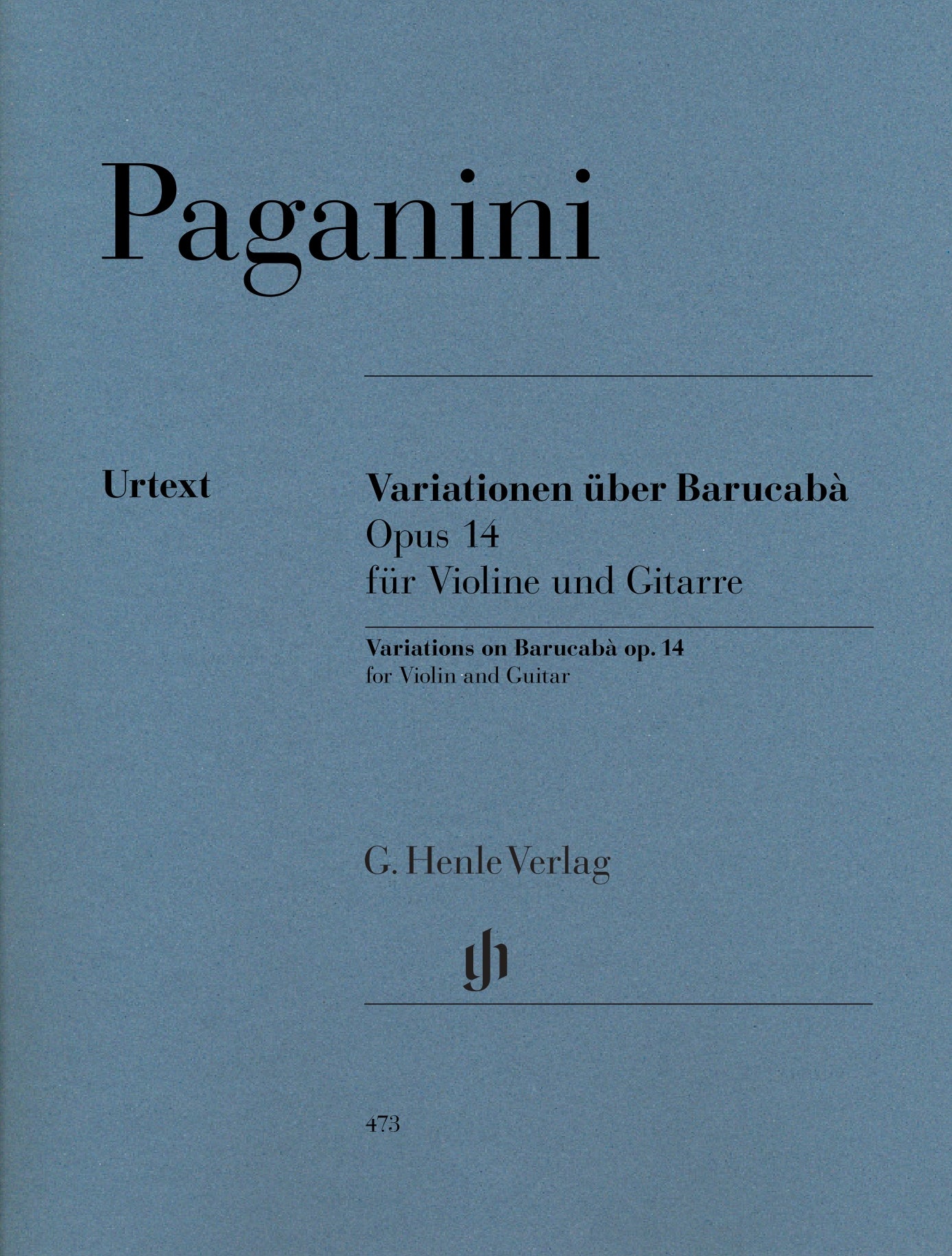 Cover of Paganini's Variations on Barucaba, Op. 14, for violin and guitar, Henle Edition