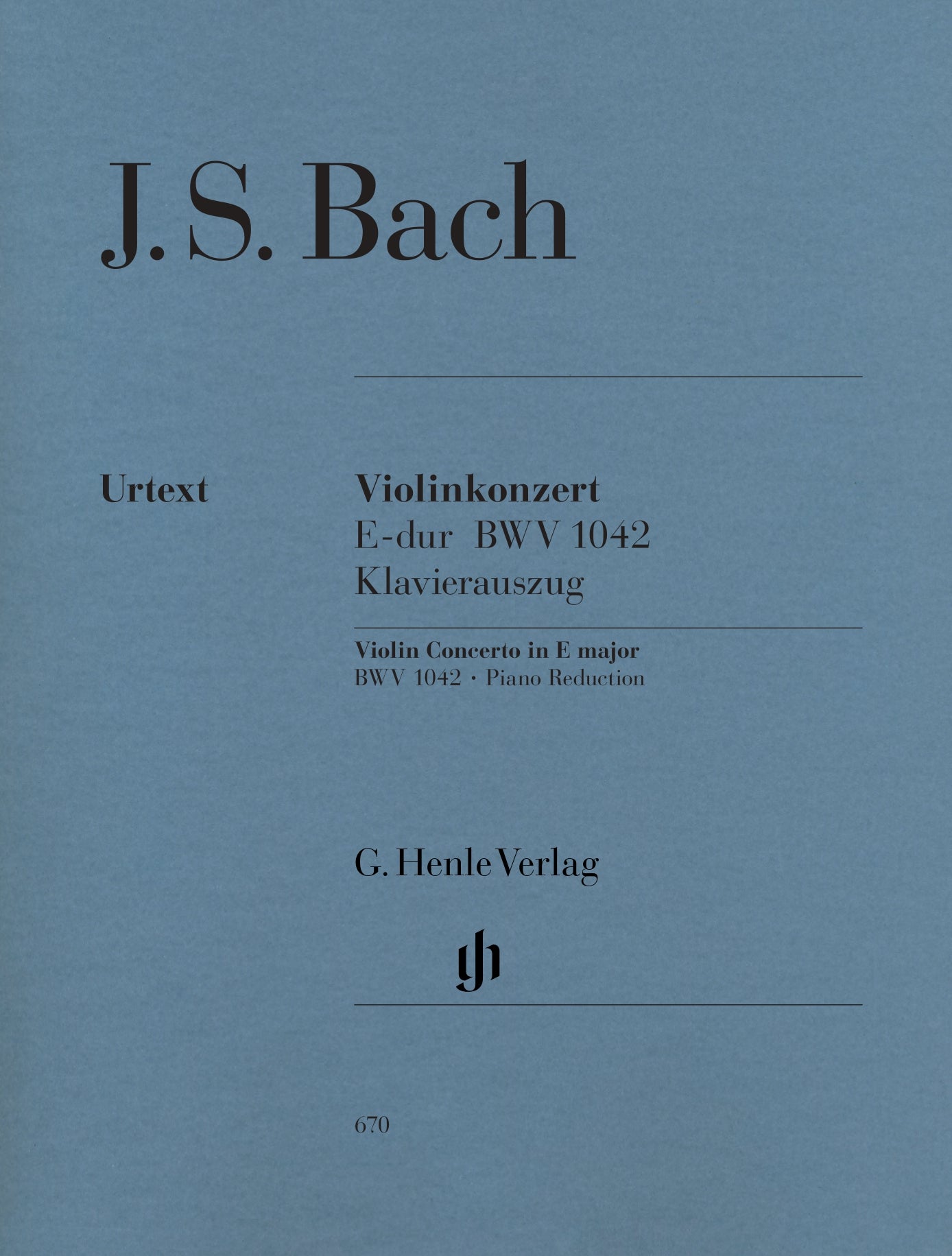 Cover of J.S. Bach's Violin Concerto No. 2 in E Major, BWV. 1042, for violin and piano, Henle Edition