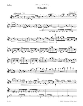 Ravel, Maurice - Berceuse sur le nom de Fauré, M. 74 - for Piano and Violin - edited by Woodfull-Harris - Barenreiter Urtext