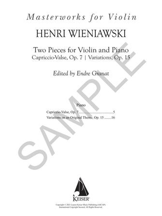 Wieniawski, Henri - Capriccio-Valse Op. 7 and Variations Op. 15 - Violin and Piano - edited by Endre Granat - Lauren Keiser Publishing