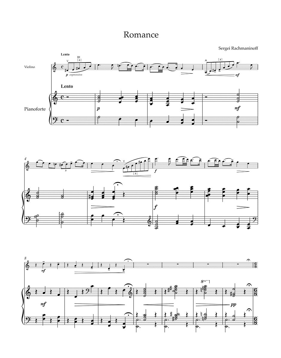 Rachmaninoff, Sergei - Works for Violin and Piano - edited by Daniela Macchione - Barenreiter Urtext