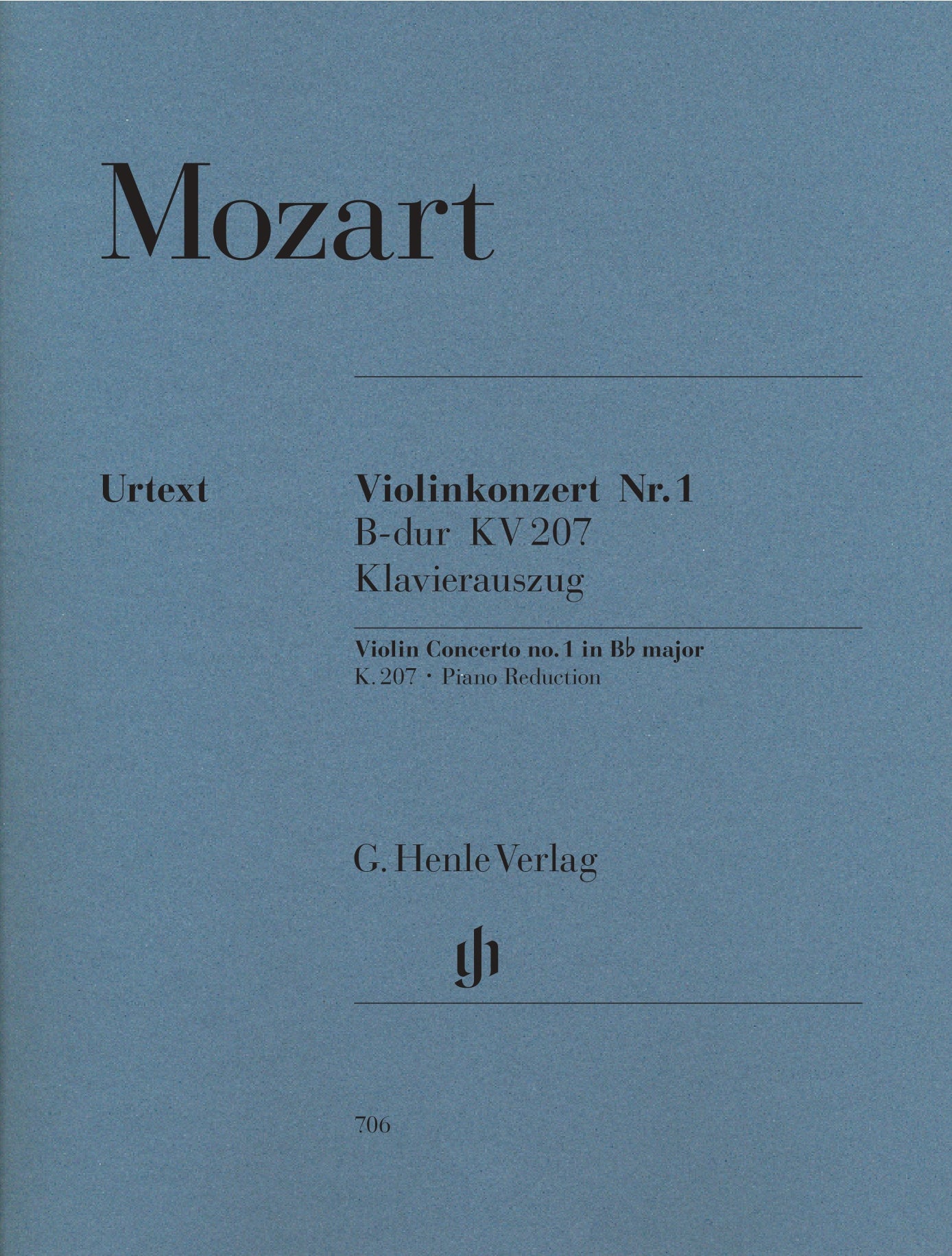 Cover of Mozart's Violin Concerto No. 1 in B-flat Major, K. 207, for violin and piano, Henle Edition