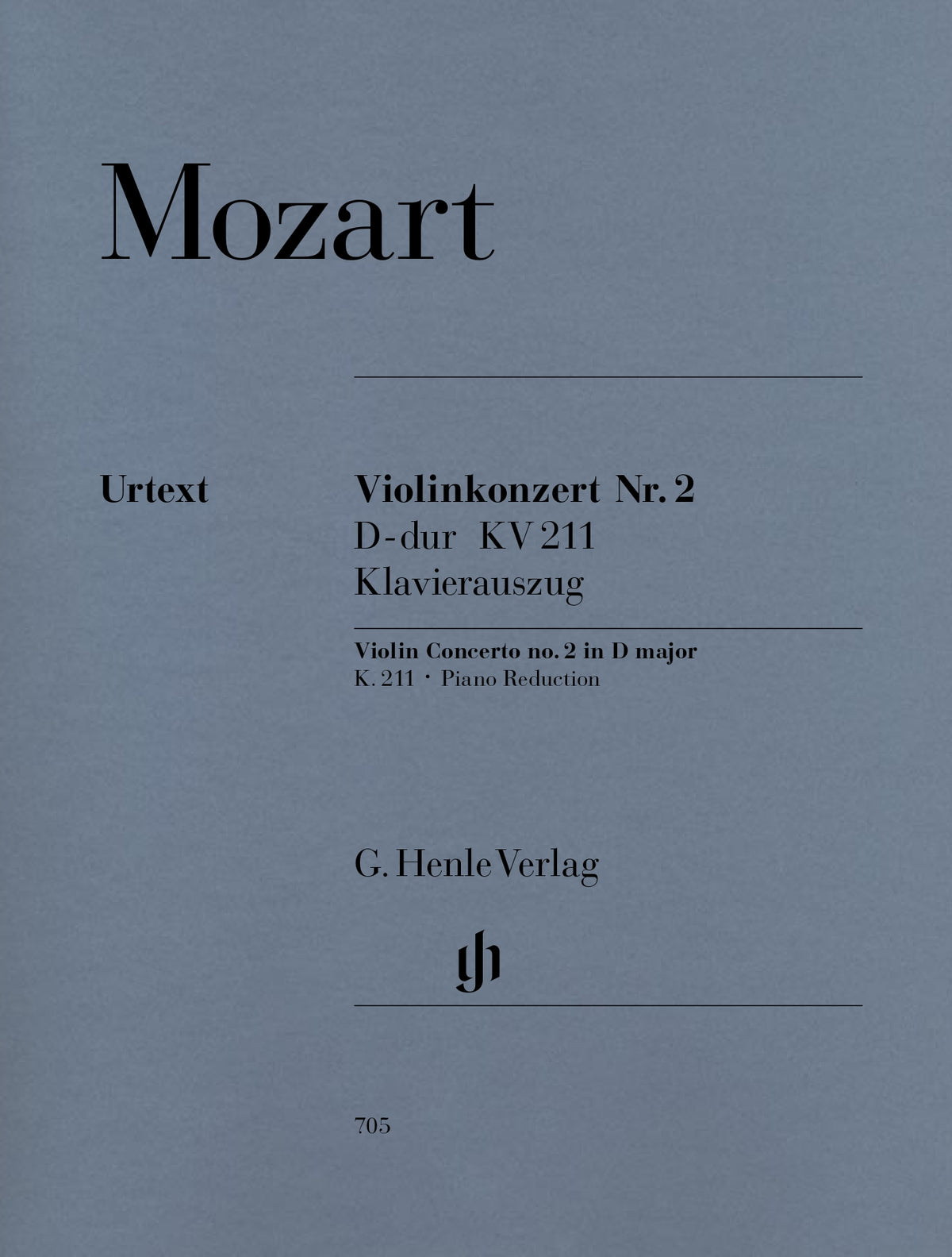 Mozart, W.A. - Violin Concerto No. 2 in D Major, K. 211 - Violin and Piano - edited by Wolf-Dieter Seiffert - G. Henle Verlag