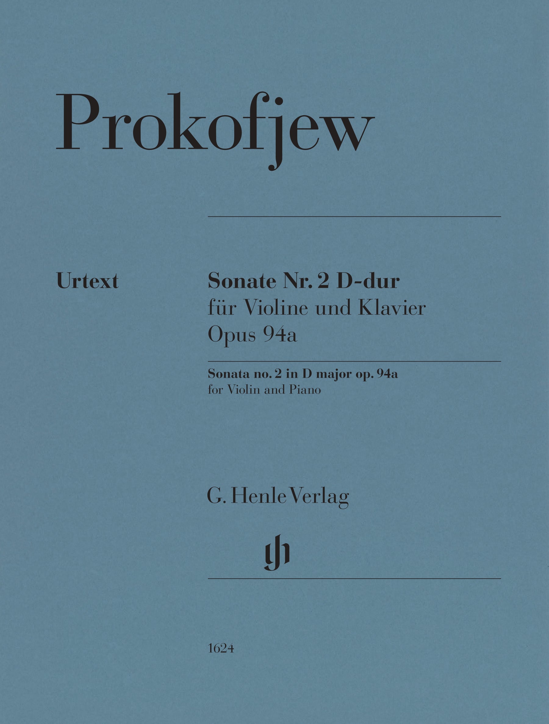 Prokofiev, Sergei - Violin Sonata No. 2 in D Major, Op. 94a - Violin and Piano - edited by Viktoria Zora and Augustin Hadelich - G. Henle Verlag URTEXT
