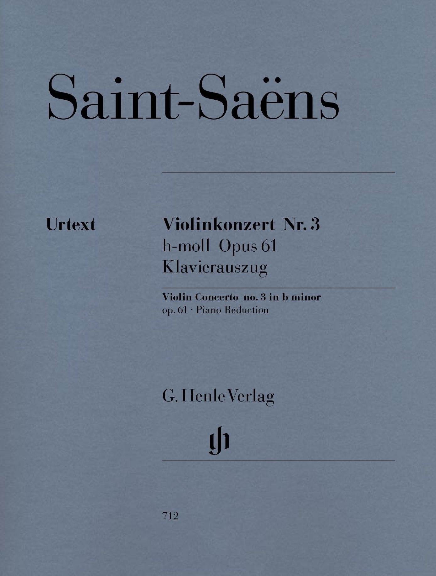 Cover of Saint-Saens's Violin Concerto No. 3 in B Minor, Op. 61, for violin and piano, Henle Edition