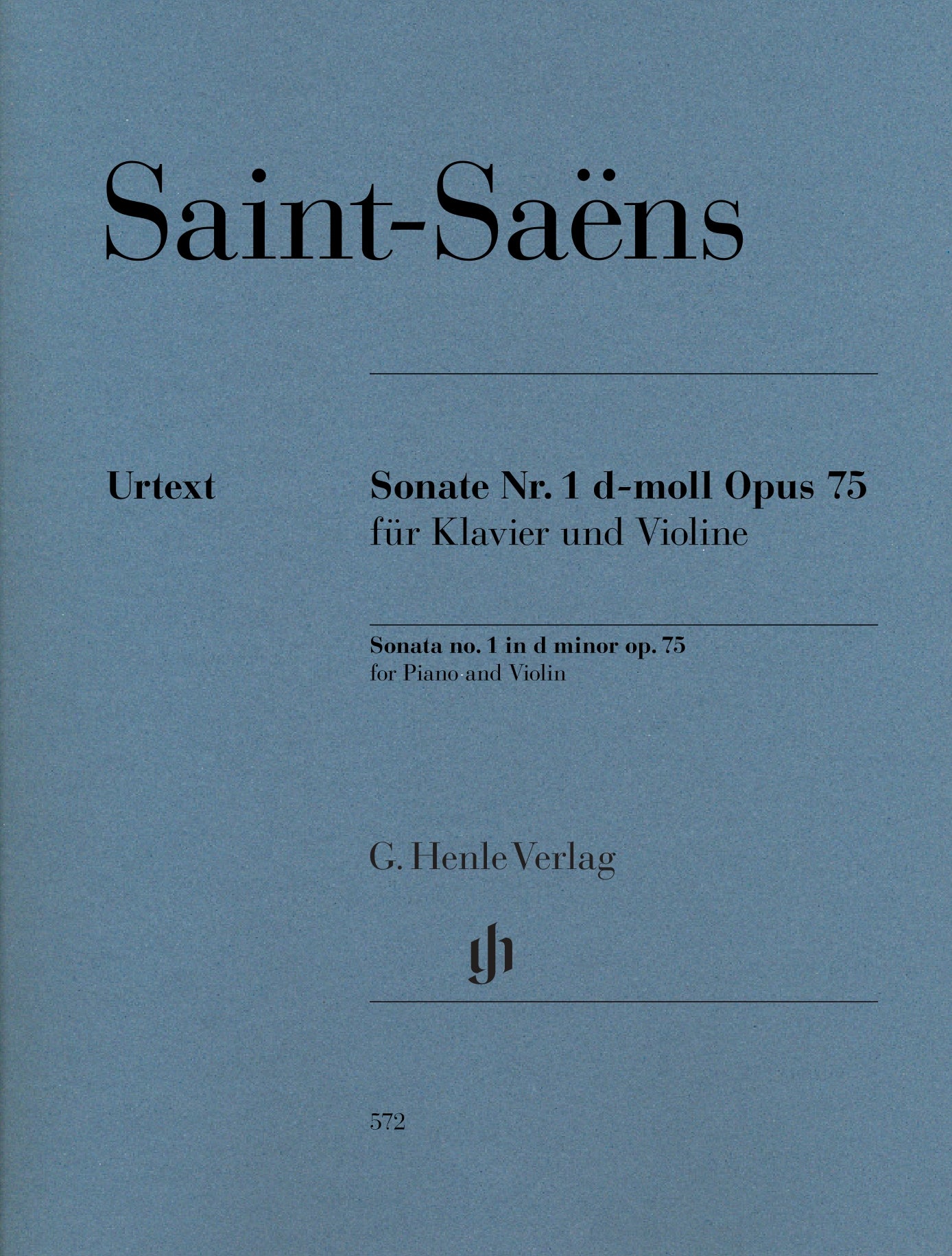 Cover of Saint-Saens's Violin Sonata No. 1 in D Minor, Op. 75, for violin and piano, Henle Edition