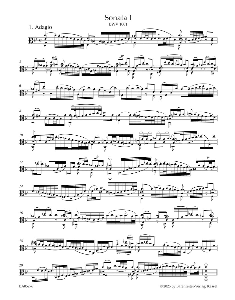 J.S. Bach - Three Sonatas and Partitas, BWV 1001-1006, arr. for Viola - edited by Chung Park - Bärenreiter-Verlag