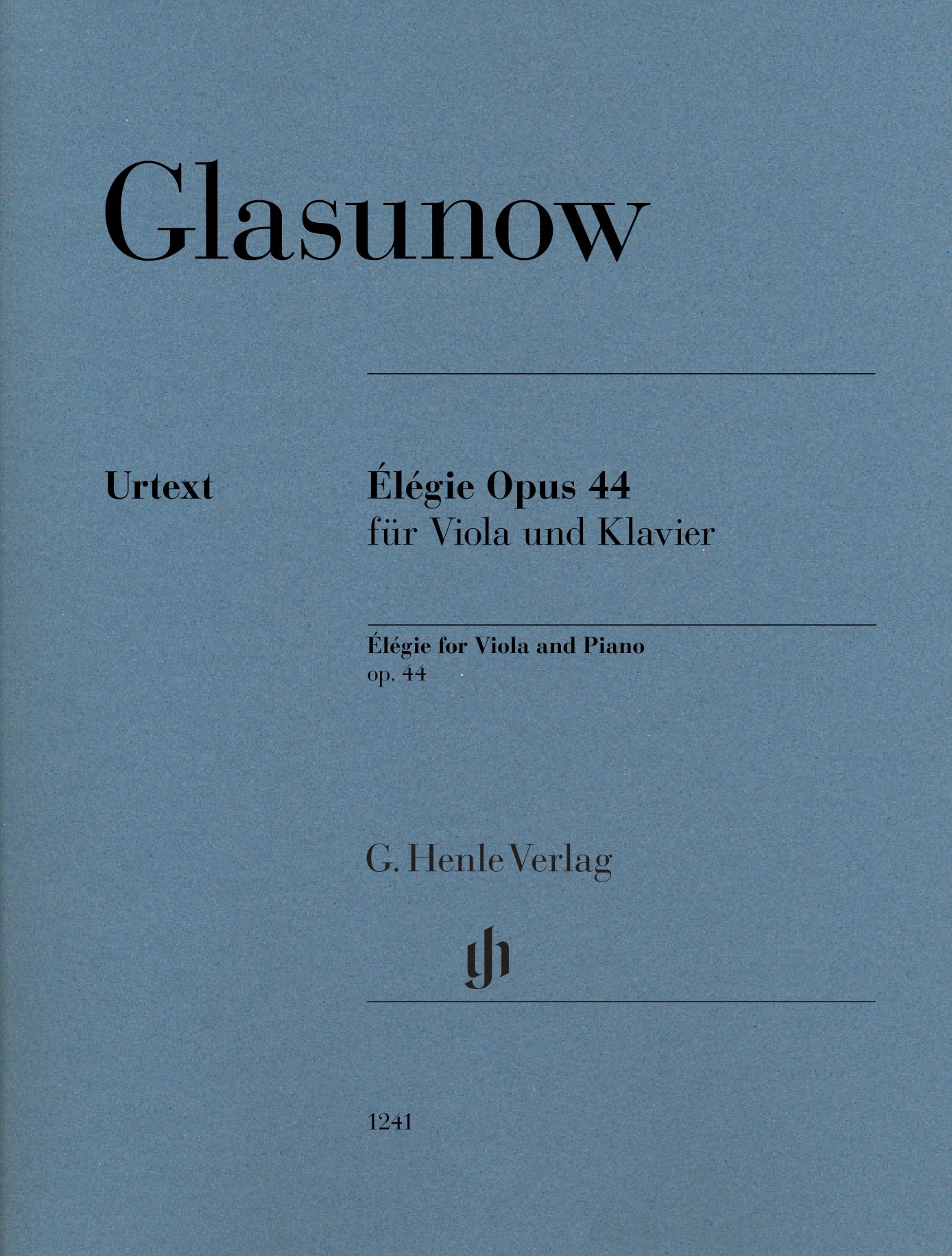 Cover of Glazunov's Elegie, Op. 44, for viola and piano, Henle Edition