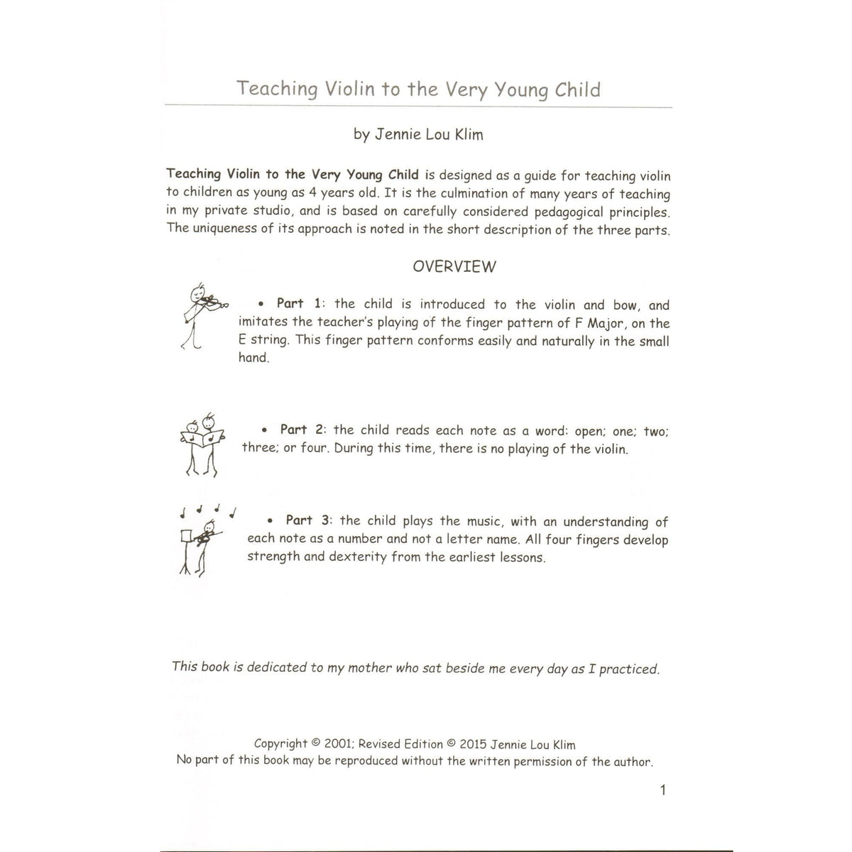 Jennie Lou Klim - Teaching Violin to the Very Young Child - Beachside Publications