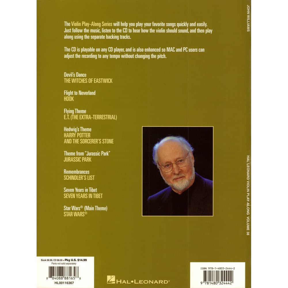 Violin Play-Along, Vol 38: John Williams - Book/CD - Hal Leonard