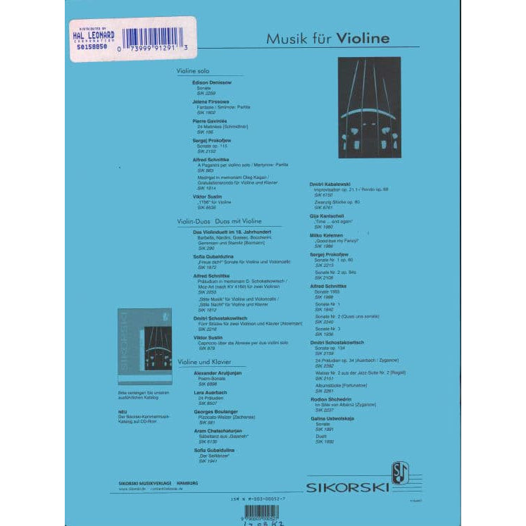 Ernst, Heinrich Wilhelm - Six Polyphonic Studies - Violin solo - edited by Franz Schmidtner - published by Sikorski Musikverlage