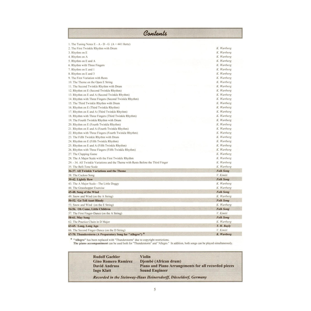 Step by Step Volume 1A Online Access (Mother Tongue Method) Arranged by Kerstin Wartberg For Violin