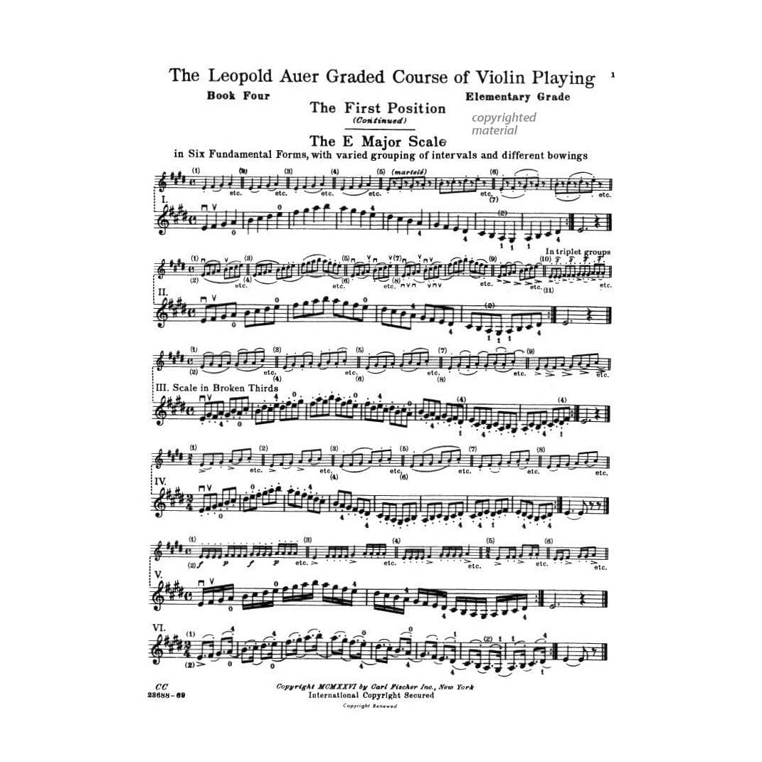 Auer, Leopold - Graded Course of Violin Playing - Book 4 for Violin - edited by Saenger - Fischer Edition