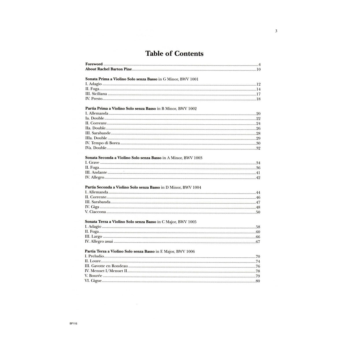 Bach, J.S. - Six Sonatas and Partitas for Violin Alone - Edited by Rachel Barton Pine - Carl Fischer