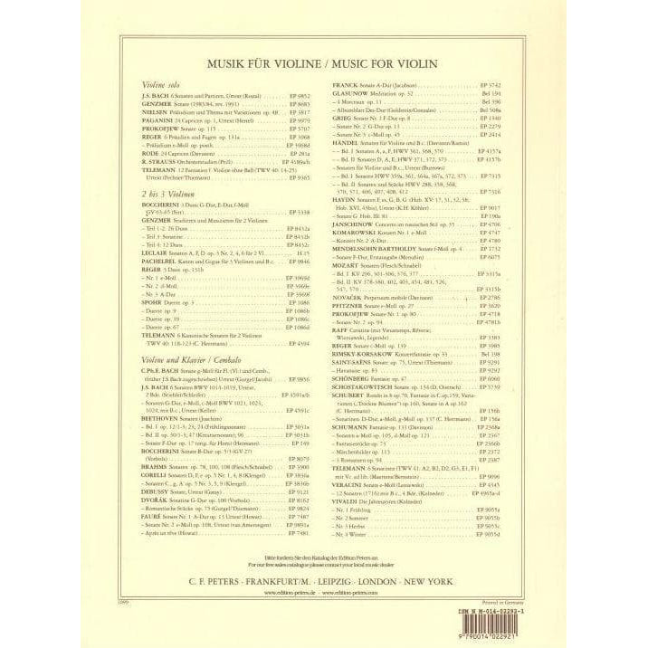Bach, JS - 6 Sonatas and Partitas, BWV 1001-1006 - Solo Violin - edited by Max Rostal - Edition Peters