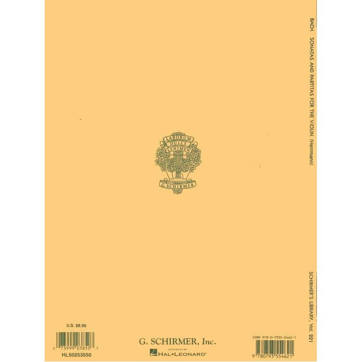 Bach, JS - 6 Sonatas and Partitas, BWV 1001-1006 - Solo Violin - edited by Eduard Herrmann - G Schirmer Edition
