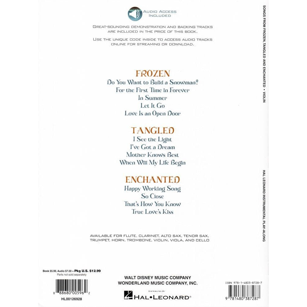 Songs from Frozen, Tangled, and Enchanted - for Violin - Hal Leonard