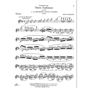 Beethoven - Cadenzas for Beethoven's Violin Concerto, Opus 61 - Violin - arranged by Fritz Kreisler - Carl Fischer