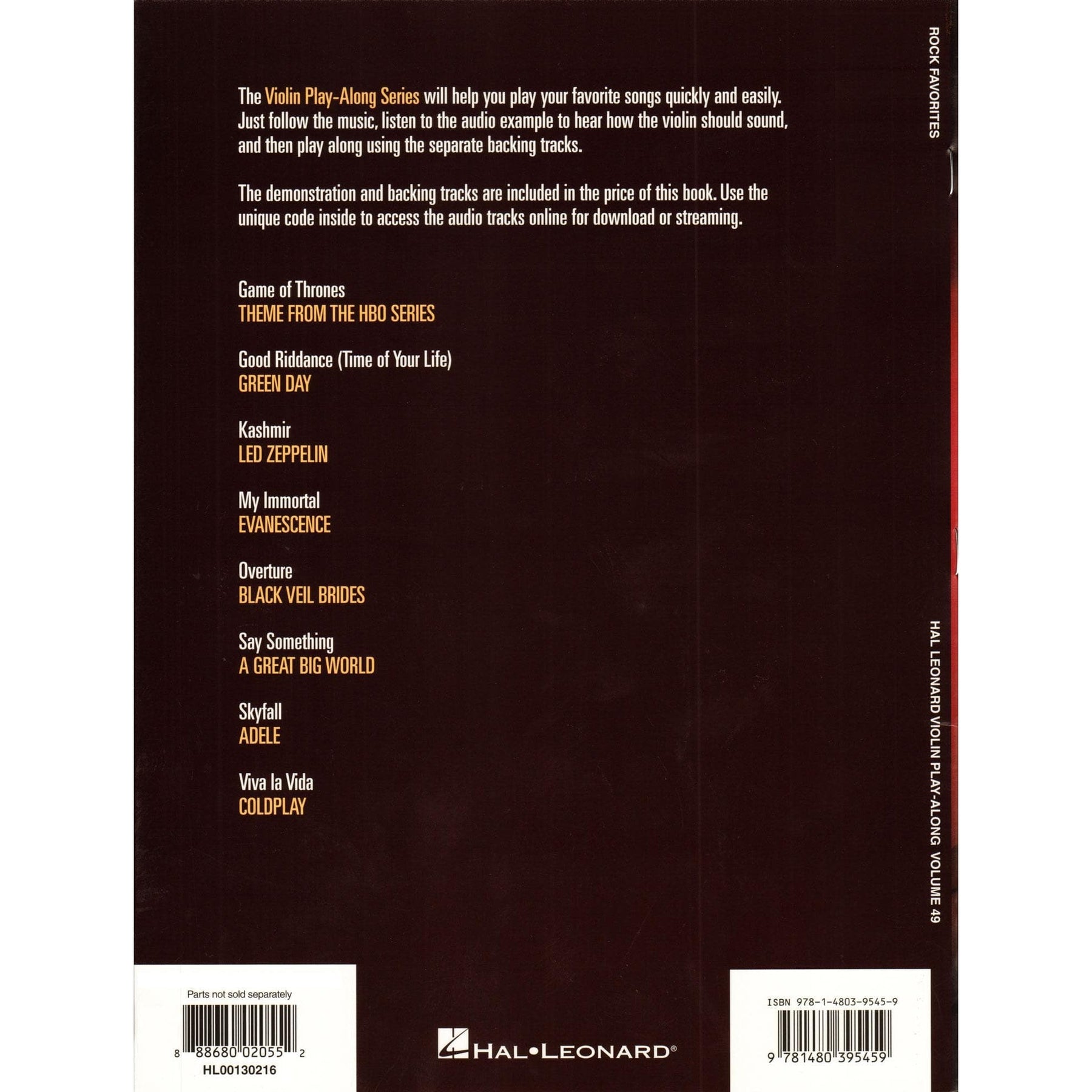 Rock Favorites - Violin Play-Along Vol. 49 - 8 Favorites - for Violin with Audio Accompaniment - Hal Leonard