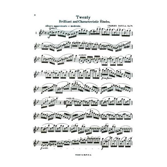 Dancla, Charles - 20 Brilliant and Characteristic Etudes Op 73 for Violin - Kalmus Publication