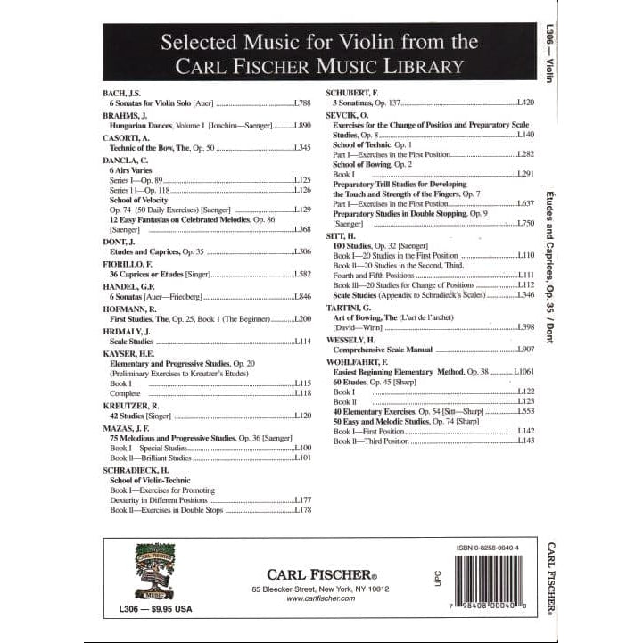 Dont, Jakob - 24 Etudes & Caprices Op 35 - Violin solo - Carl Fischer Edition