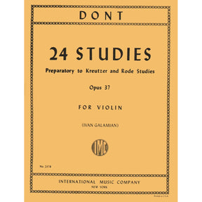 Dont, Jakob - 24 Studies, Op 37: Preparatory to Kreutzer and Rode Studies - Violin solo - edited by Ivan Galamian - International Edition